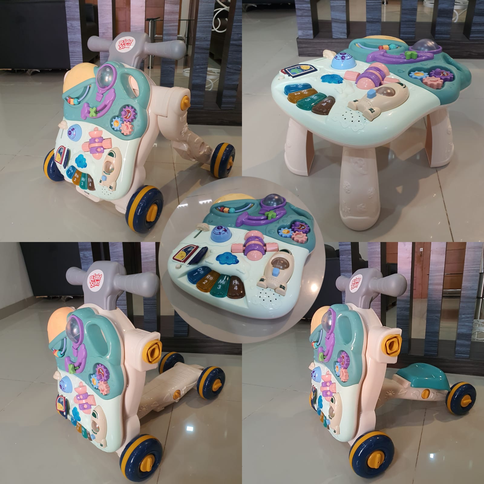 RIGHT START 5 IN 1 MUSICAL ACTIVITY BABY WALKER (CACTUS GREEN)