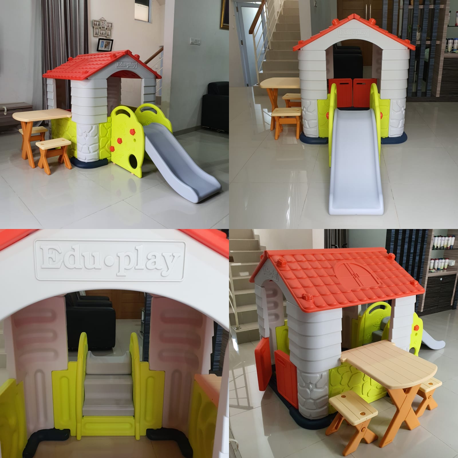 EDUPLAY PLAYHOUSE 4 WITH SLIDE AND TABLE SET