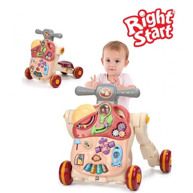 RIGHT START 5 IN 1 MUSICAL ACTIVITY BABY WALKER (TAFFY PINK)