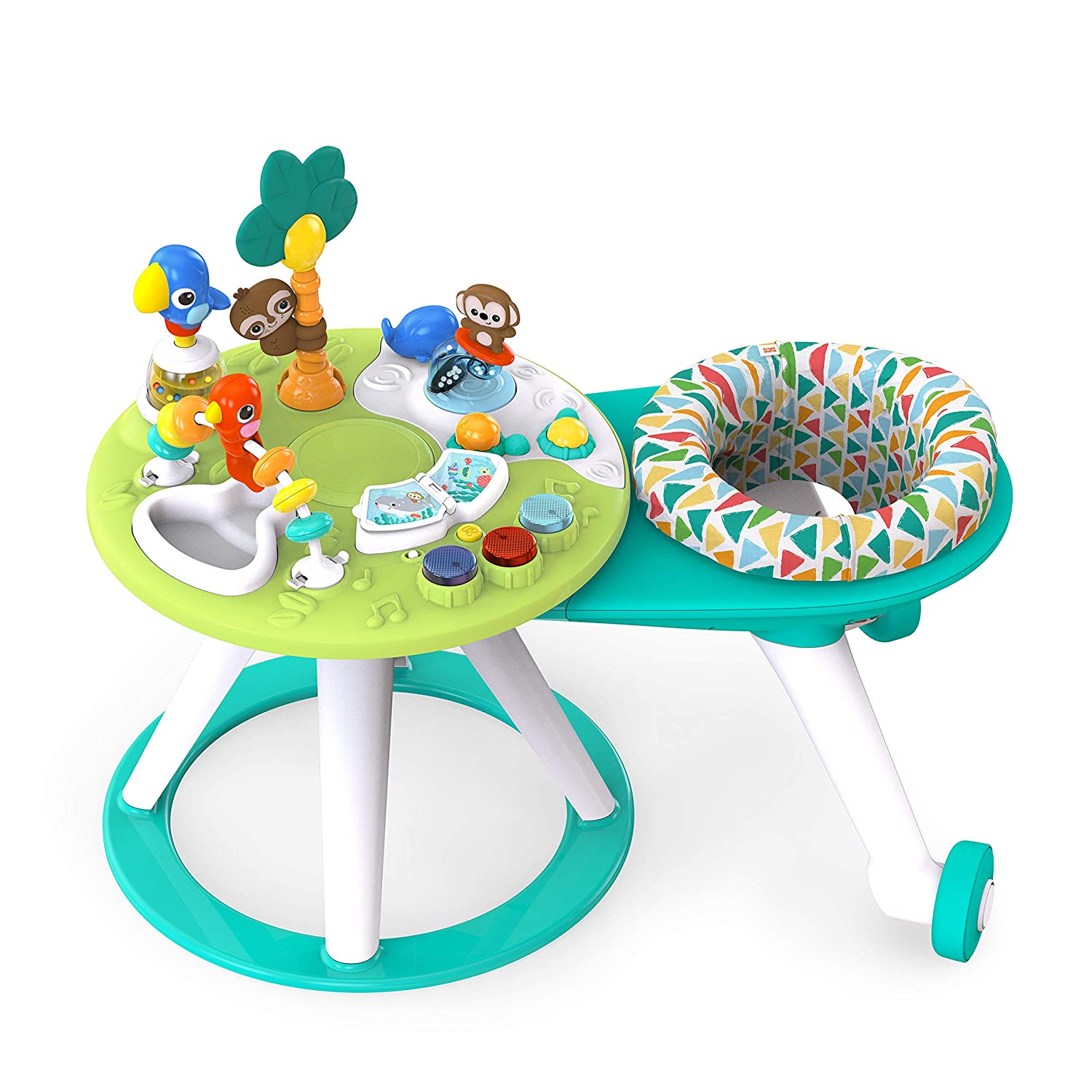 BRIGHT STARTS AROUND WE GO 2 IN 1 WALK AROUND ACTIVITY CENTER & TABLE (TROPIC COOL)