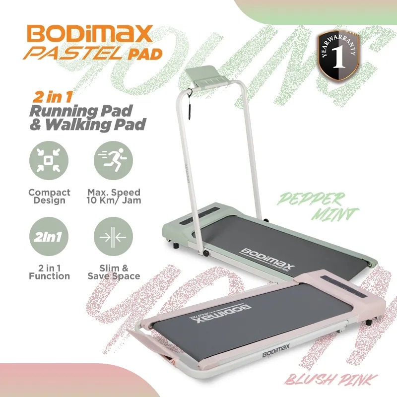 BODIMAX TREADMILL RUNNING PAD PASTEL 2 IN 1 - PINK