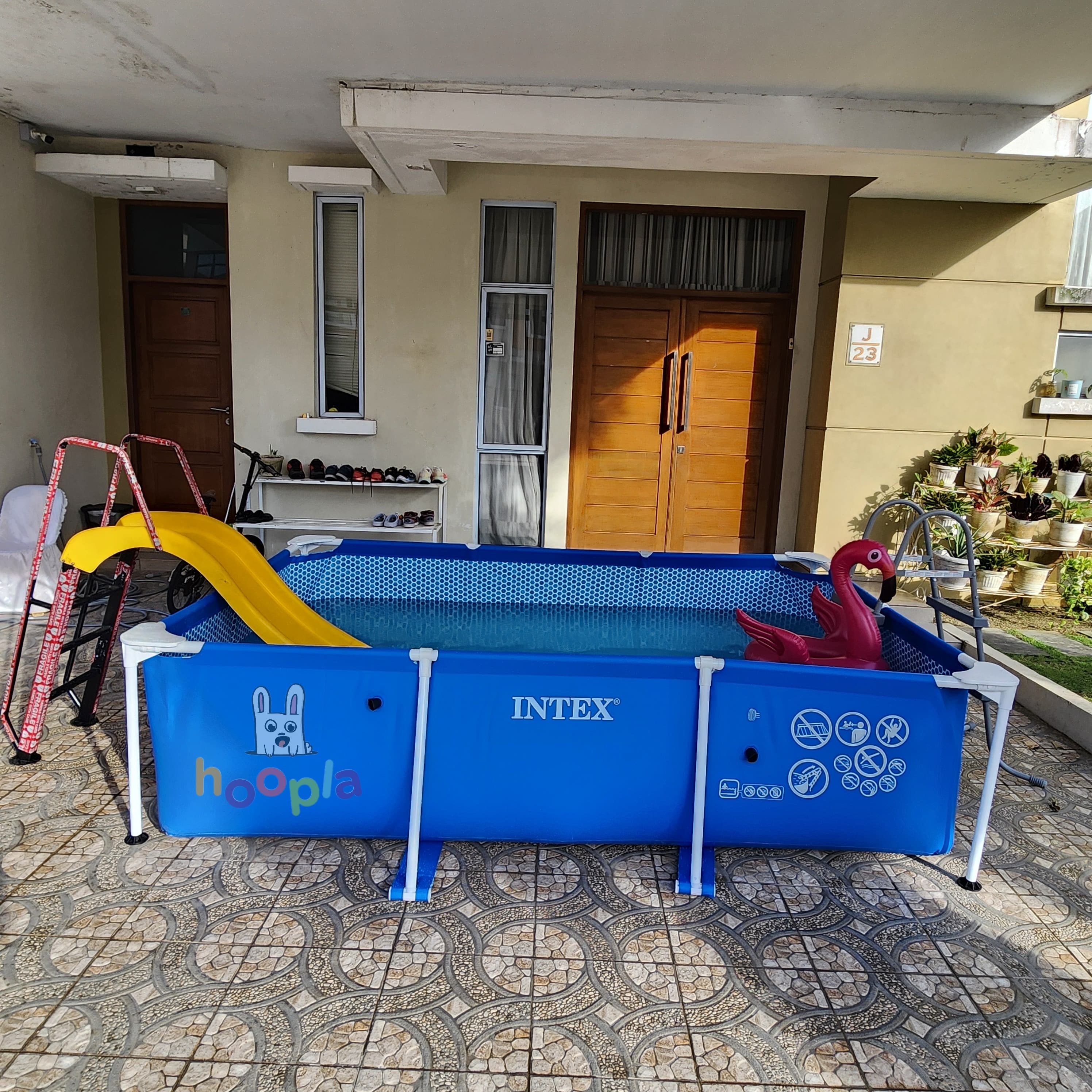 INTEX JUMBO POOL COMPLETE SET (KOLAM RENANG DAN FIBER SLIDE)